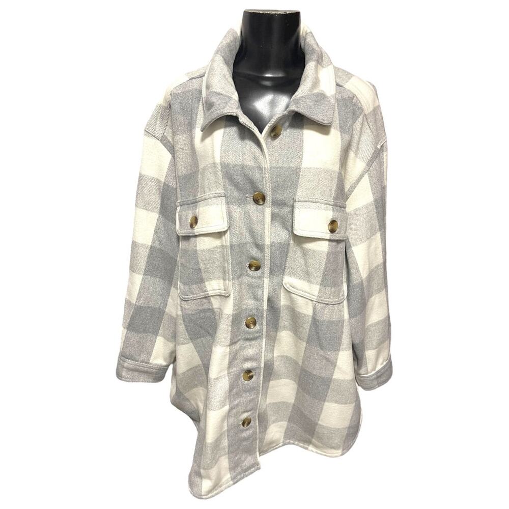 XXL Old Navy Womens Button Down Collared Shacket Heavy Flannel